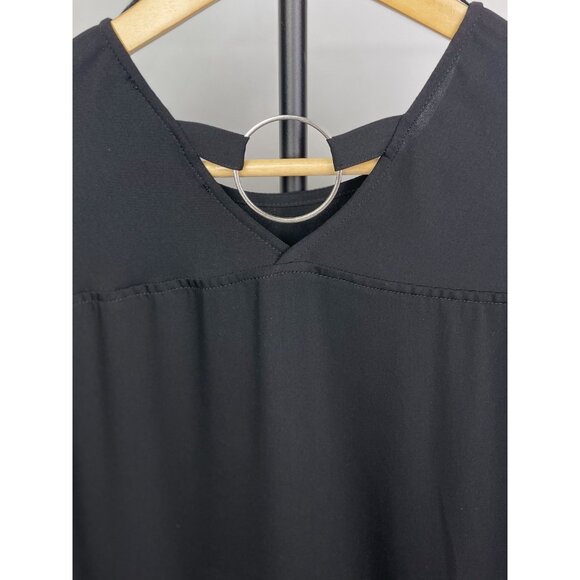 Zara Black Tunic Top Size XS Womens Blouse Long Sleeve Chiffon Assymetric - Picture 9 of 13